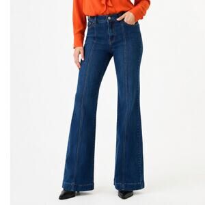 Chico's 3 Platinum Front Seam Wide Leg Trouser Jeans Dark Wash Size XL